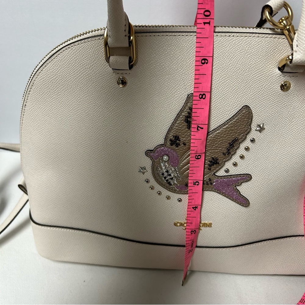 Coach Dome‎ Sierra Satchel Purse Bag Long Strap Bird Applique F22255 Chalk - Picture 5 of 13